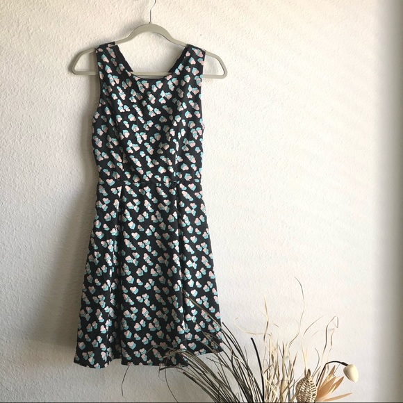 **SOLD** Modcloth navy heart pattern a line dress - Picture 1 of 8